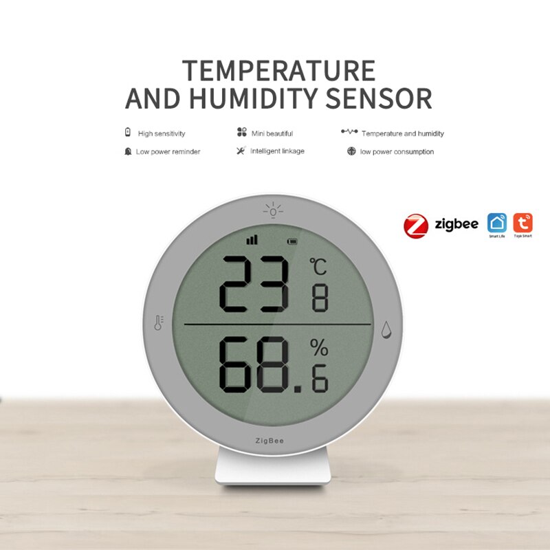 Tuya ZigBee3.0 Temperature And Humidity Sensor Smart Home With Gateway Battery Powered Zigbee Sensor With LCD Screen Display