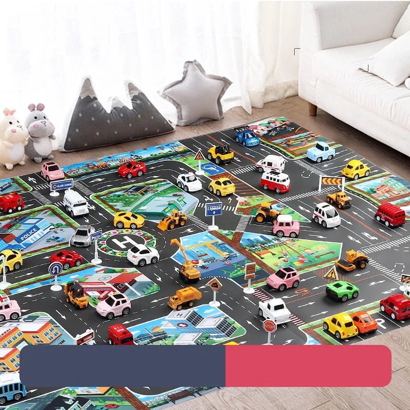Kids Play Mat City Road Buildings Parking Map Game Scene Home Traffic Map Kids Carpet Map Educational Toys Children Baby
