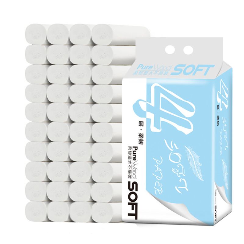 6 rolos de papel higiénico nenhum agente fluorescente macio stronge 4-ply folhas de tecido de banho