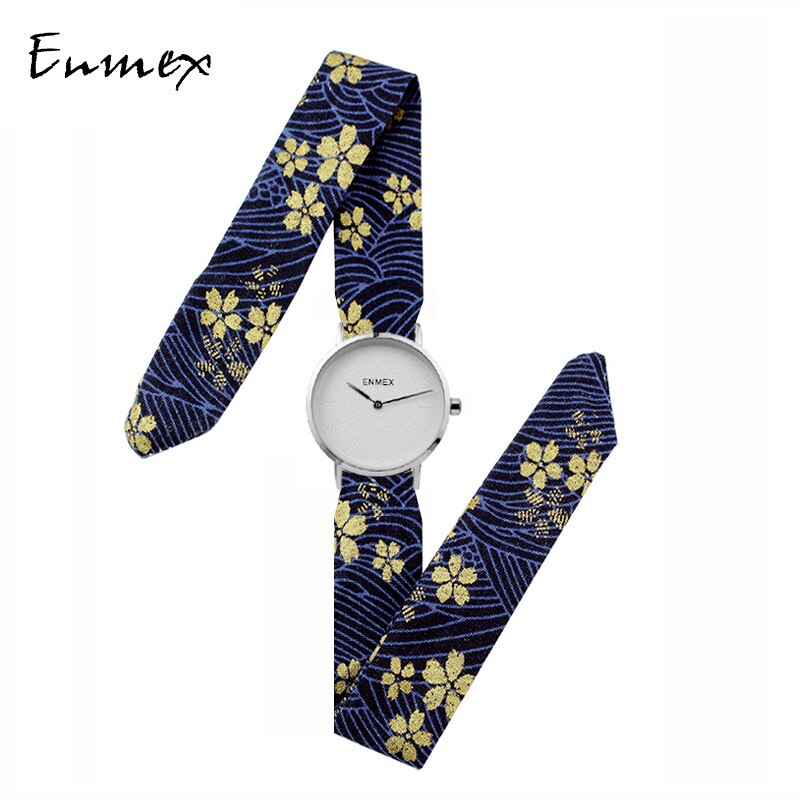 Lady simple watch Enmex strappy cotton watch MULAN style chinese Princess red-crowned crane quartz wristwatch: bcherry