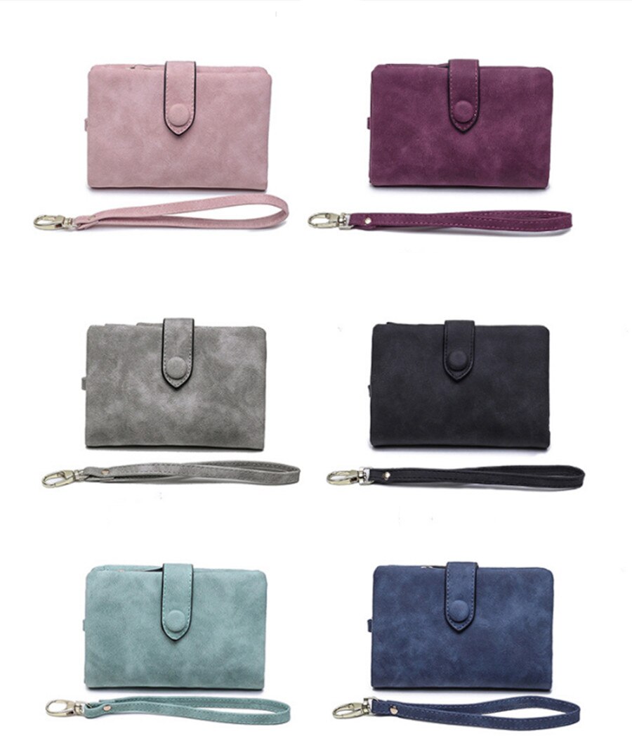 Damen Snap Befestigungen Zipper Kurze Kupplung Brieftasche Kleine Frauen Brieftasche Kurze Brieftasche Retro Matte Leder Damen Brieftasche