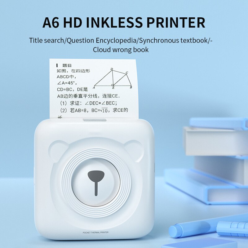 6 Rolls Sticker Papier Printer Papier Zelfklevende Afdrukken Langdurige Thermisch Papier Draagbare Praktische Student School