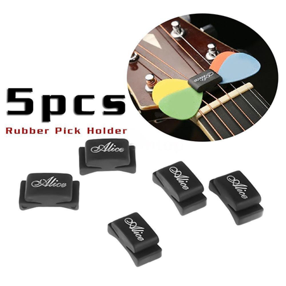 5Pcs Zwart Rubber 1.2Mm Duim Vinger Gitaar Pick Houder Fix Op Kop Voor Voor Akoestische Elektrische Guitarra Bass dikte