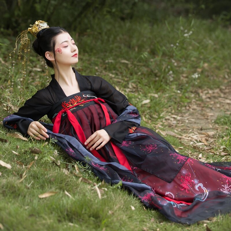 Hanfu Black Stage disfraces cantantes traje de baile tradicional chino traje de Festival Oriental ropa de actuación Folk DC1808