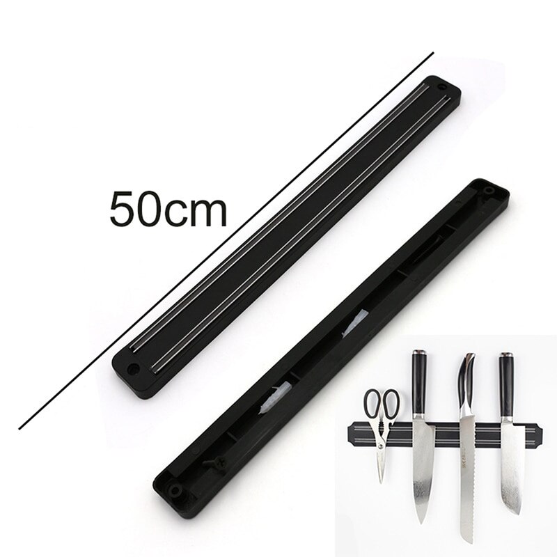 Wall-Mounted Magnetic Knife Rack Kitchen Shelf Powerful Magnetic Tool Holder Knives Scissors Holder Utensil Organizer: 50CM Magnet-Rubber