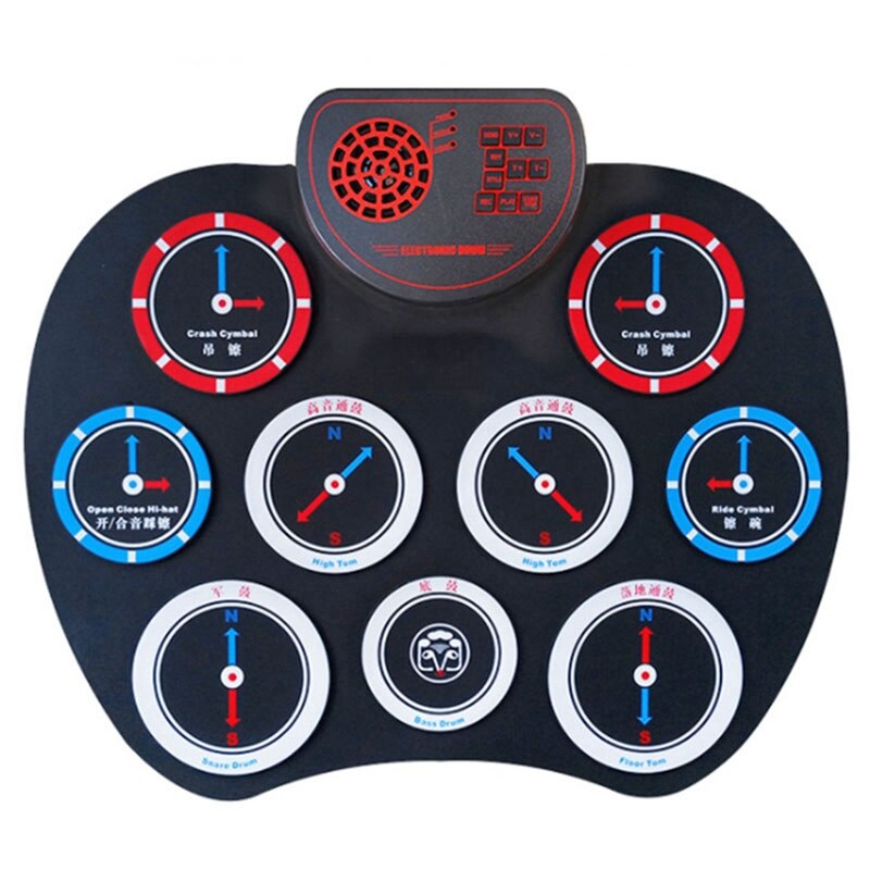Portable Electronic Roll Up Drum Silicone Drum Kit Built-in Speaker with Drum Sticks Foot Pedals for Beginners Kids: Default Title