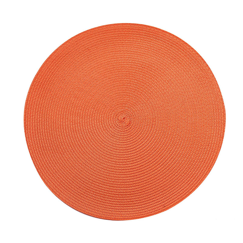 Napperon de Table rond en plastique PP tissé, tapis de Table à manger thermo-isolant, porte-Pot, sous-verres, accessoires de cuisine: Orange colour