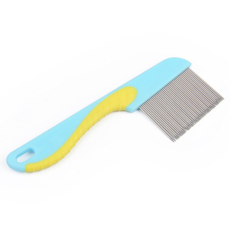 1Pcs Pet Dogs Cats Anti Lice Comb Stainless Steel Long And Short Needle For Deworming Eggs Knot Grooming Flea Combs Dog Supplies: Blue
