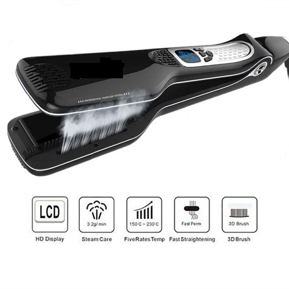 Professionellen Dampf Haarglätter Haar Pinsel Keramik Dampf Haar Styling Werkzeuge Für Dry & Wet Haar Automatische Haarglätter