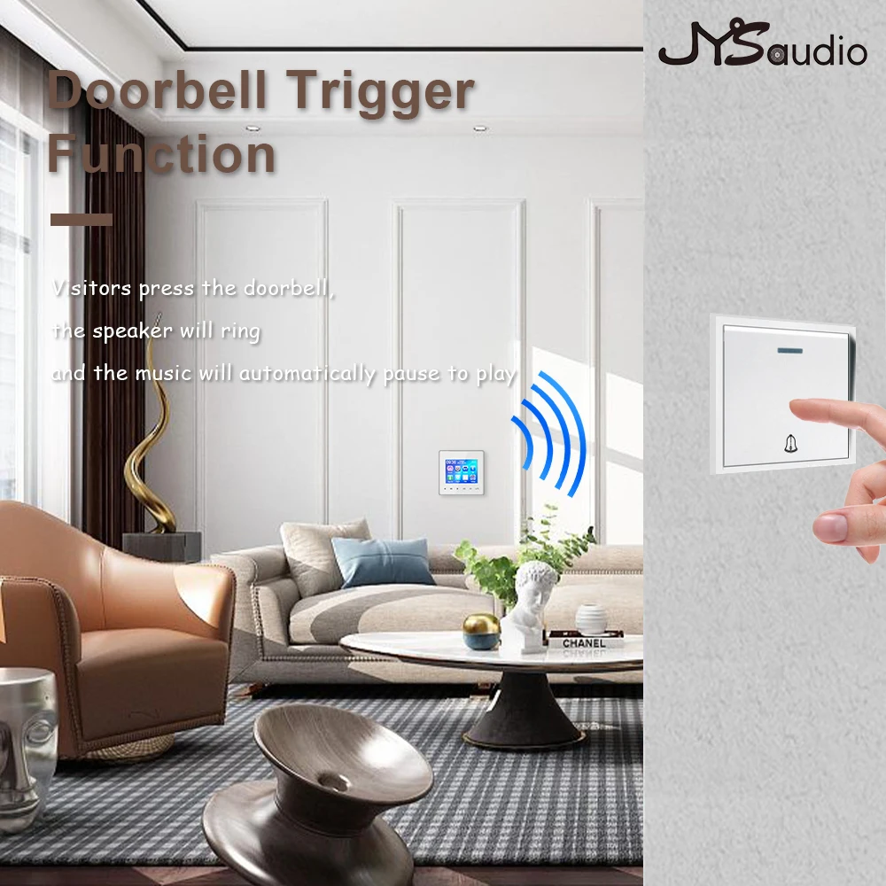 Mini väggmonterad förstärkare med fm-radio inomhusmusikspelare bluetooth-kompatibel ljudpanel stereoljud för hotellhem