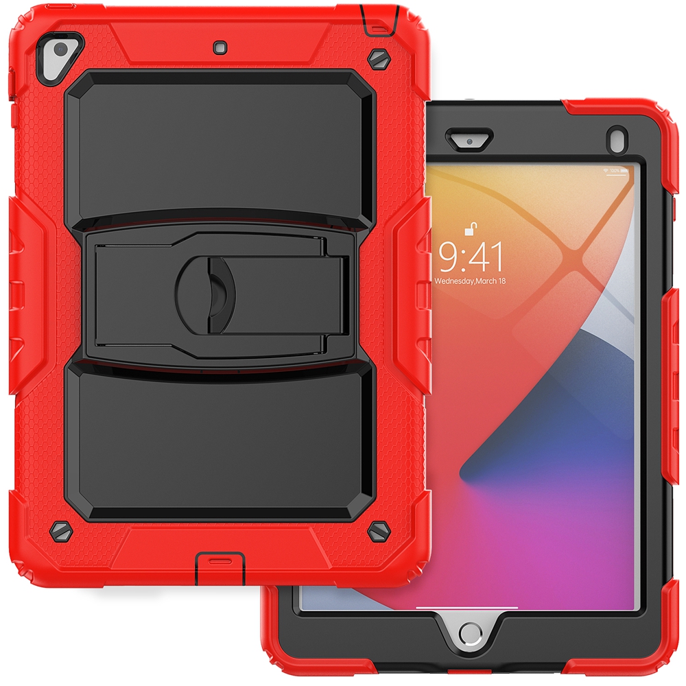 For Apple iPad 9.7 Air 2 Pro 9.7 A1566 A1822 A1893 Case Kids Safe Silicon PC Hybrid Shockproof Stand Tablet Cover: Red