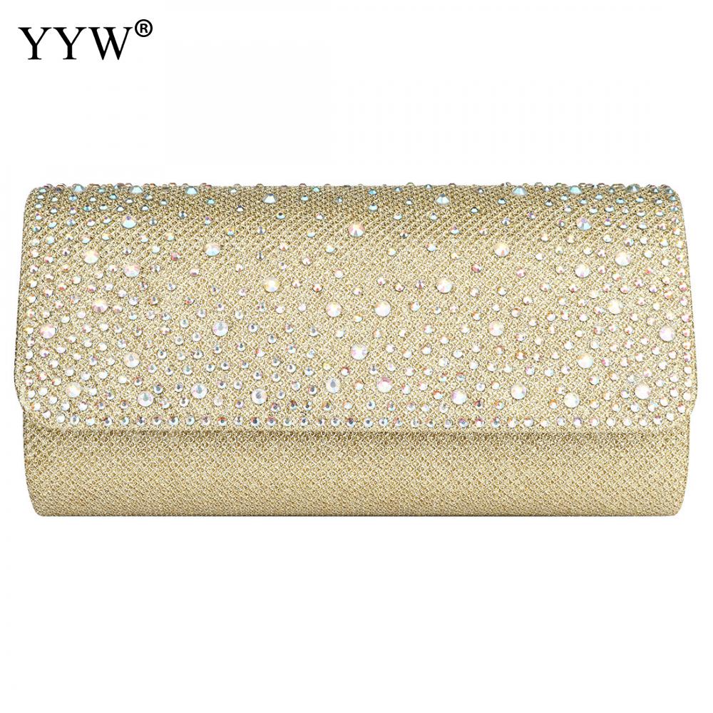 Champagne Envelope Small Clutch Bag Evening Bag With Detachable Chain Crystal Beaded Evening Bag Gold Wedding Clutch Purse Sac: gold