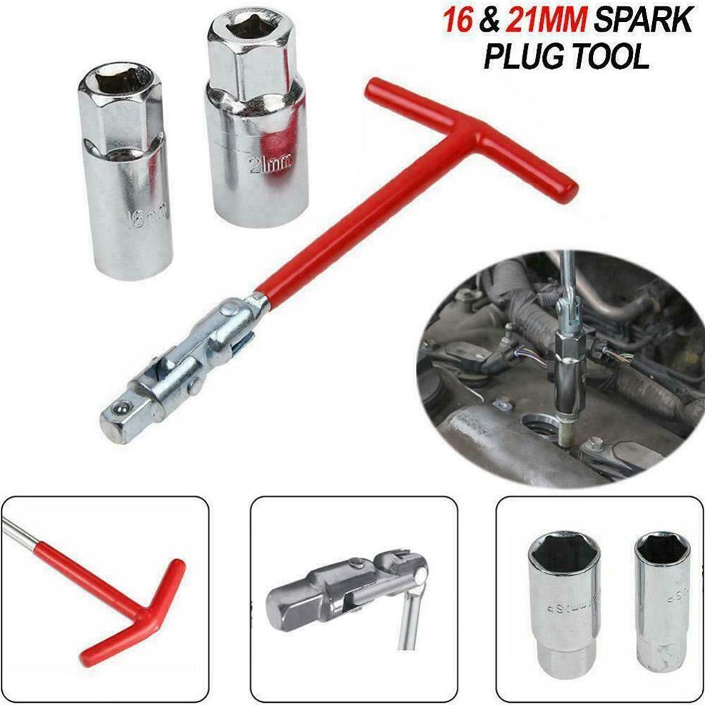 Kit Universal de llave de bujía de doble uso con mango en T para coche, herramienta para quitar bujías y juntas de instalación