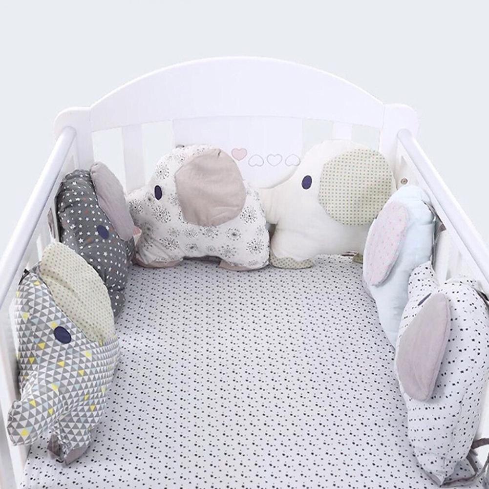 6 stks Set Katoen Baby Kamer Babybedje Bumper Cradle Protector Hek Gevulde Katoen Olifant Beddengoed Bumper