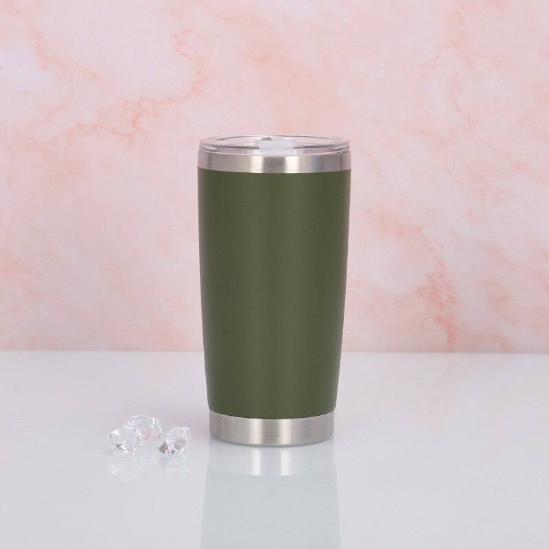 20 unzen 600ml Edelstahl Eis Bier Thermische Tasse Doppel Wand Vakuum Isolierte Tumbler Kaffee Reise Becher Mit Deckel: Armee Grün