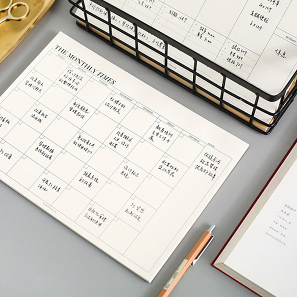 60 Pages Simple Business Day Plan Notepad Weekly Monthly Planner Simple Memo Notebook Portable Medium Memo