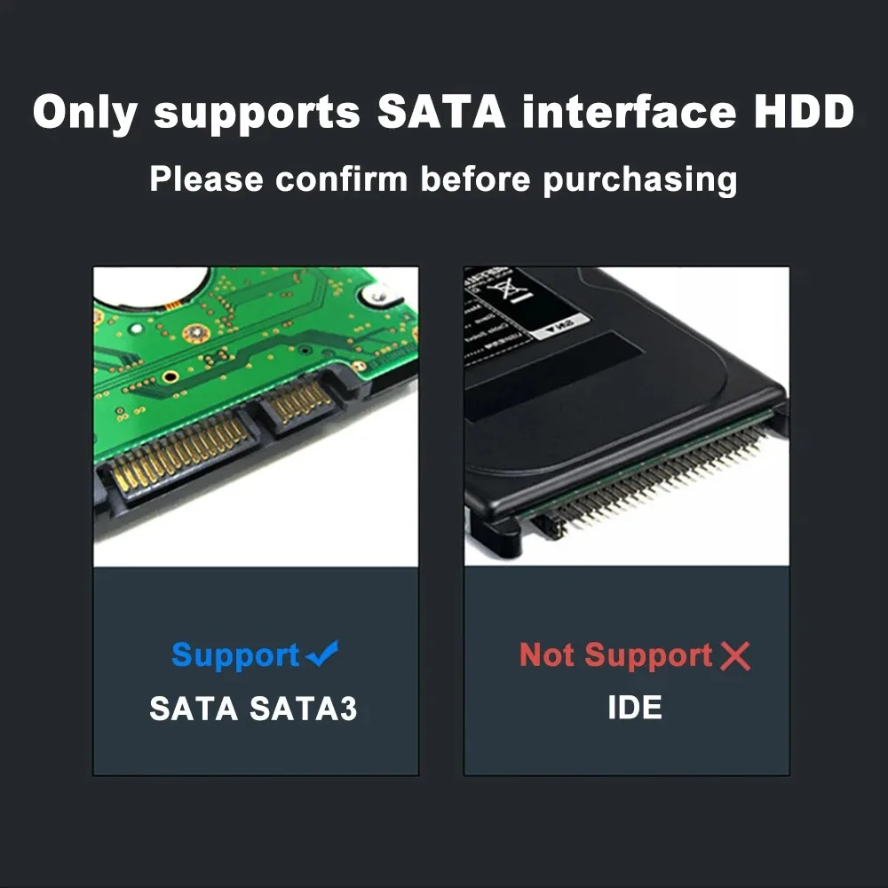 2.5/3.5 Inch HDD Case SATA to USB 3.0 Adapter SSD External Hard Drive Enclosure Cooling Fan 450Mb/s 22TB HDD Case for PC Laptop