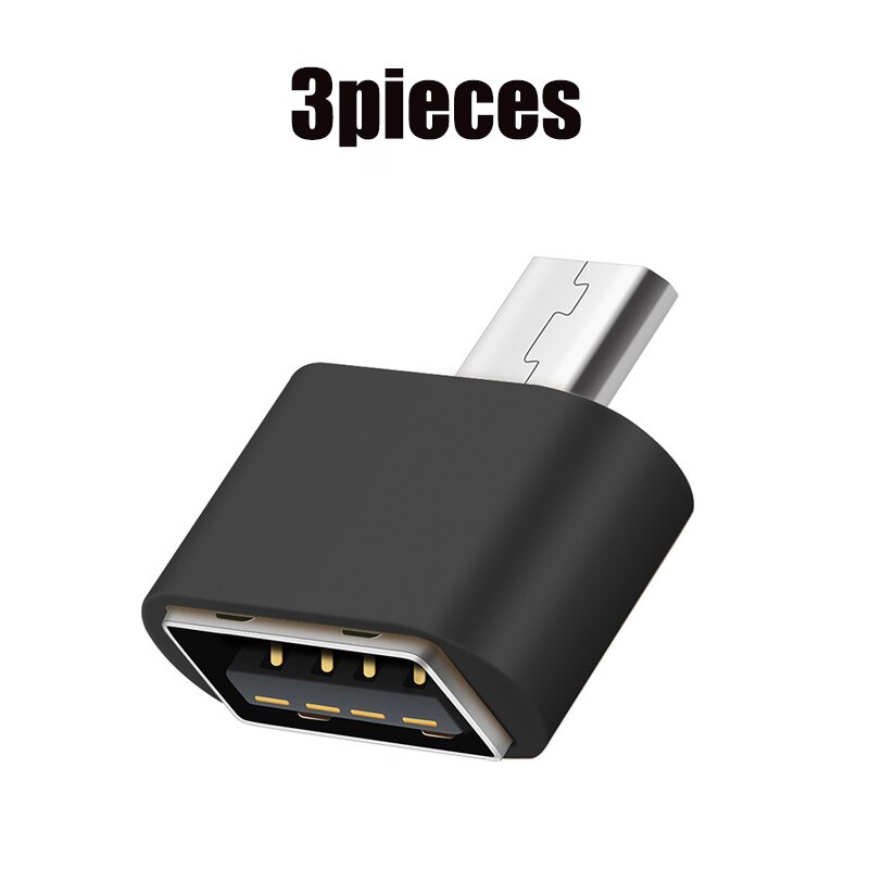 1 Uds Universal Mini Micro Cable USB2.0 OTG adaptador Micro USB 2,0 a conector USB para Android Cable adaptador de teléfono móvil: 3pcs black