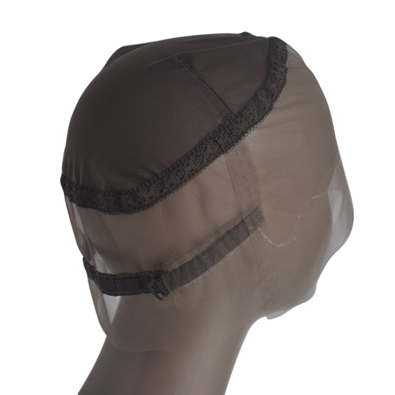 Perruque Full Lace Wig 360 marron, bonnet en dentelle suisse faite à la main avec bretelles réglables, pour fabrication de perruque 360