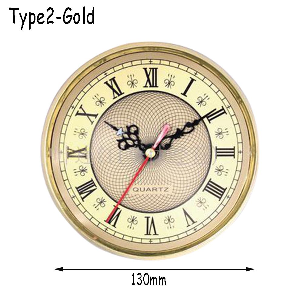 Classic Mute 2-1/2" (65mm) Clock Clock Quartz Mechanism Movement Insert Roman Numeral White Face Gold Trim Practical DIY Parts: Type2-Gold