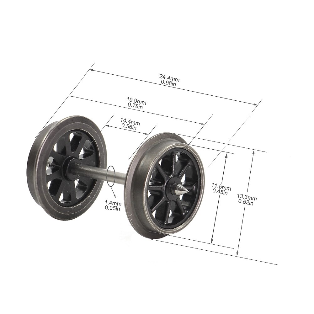 12 pièces HO échelle 1:87 36 "roues à rayons métalliques pour trains modèles accessoires ferroviaires HP26