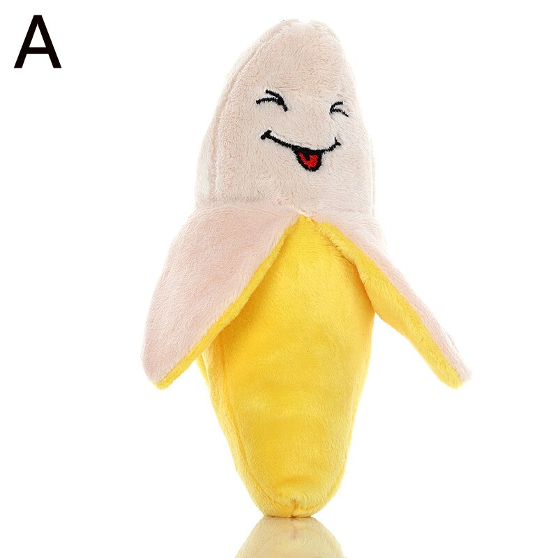 Sounding Puppy Dog Chew Toy Various Fruit Vegetable Cartoon Squeak Toy For Cat Pets Plush Banana Carrot Donuts: 01