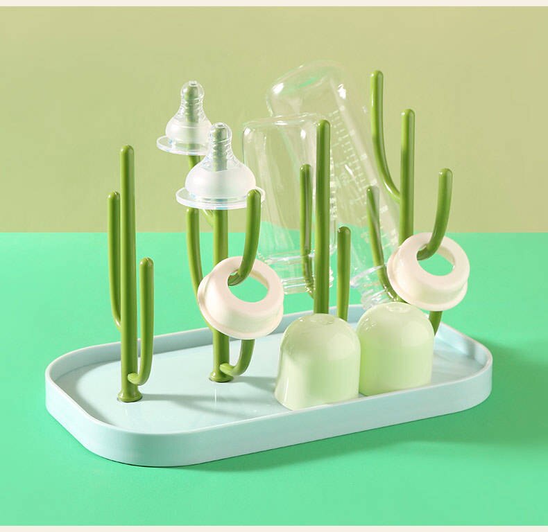 Estante de secado para biberones de bebé, soporte de drenaje, soporte para vasos, caja de almacenamiento, caja de almacenamiento, estante para biberones: Verde