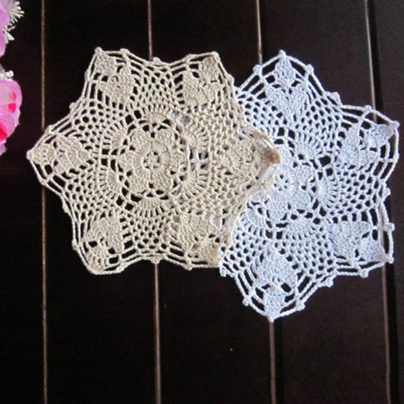1 stk spindelvæv form bomuld hæklet blonde cover 22cm doilies spisning talbe mat te kop krus dækkeserviet dekoration trapillo para tejer  z1