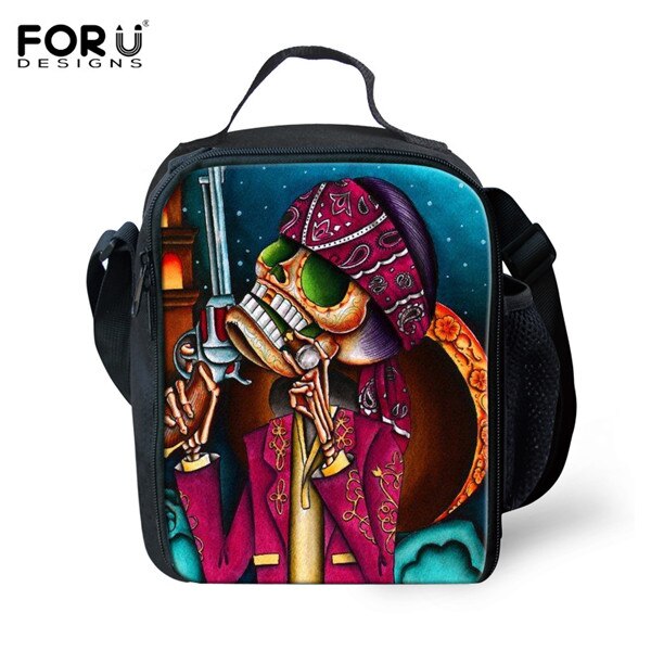 FORUDESIGNS Thermal Insulated Lunch Bag For Women Men Boys Girls 3D Skull Insulation Lunch Box Picnic Food Cooler Lunchbox Bolsa: C633G