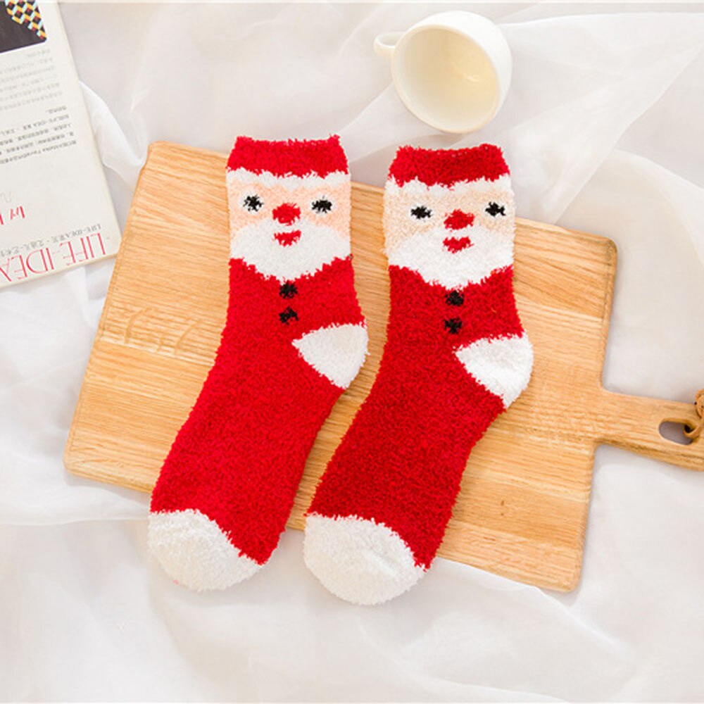 1 Paar Warm Vrouwen Mannen Sokken Kerstcadeau Sok Leuke Dikke Coral Fleece Volwassen Herfst En Winter Kerst Sokken: 3