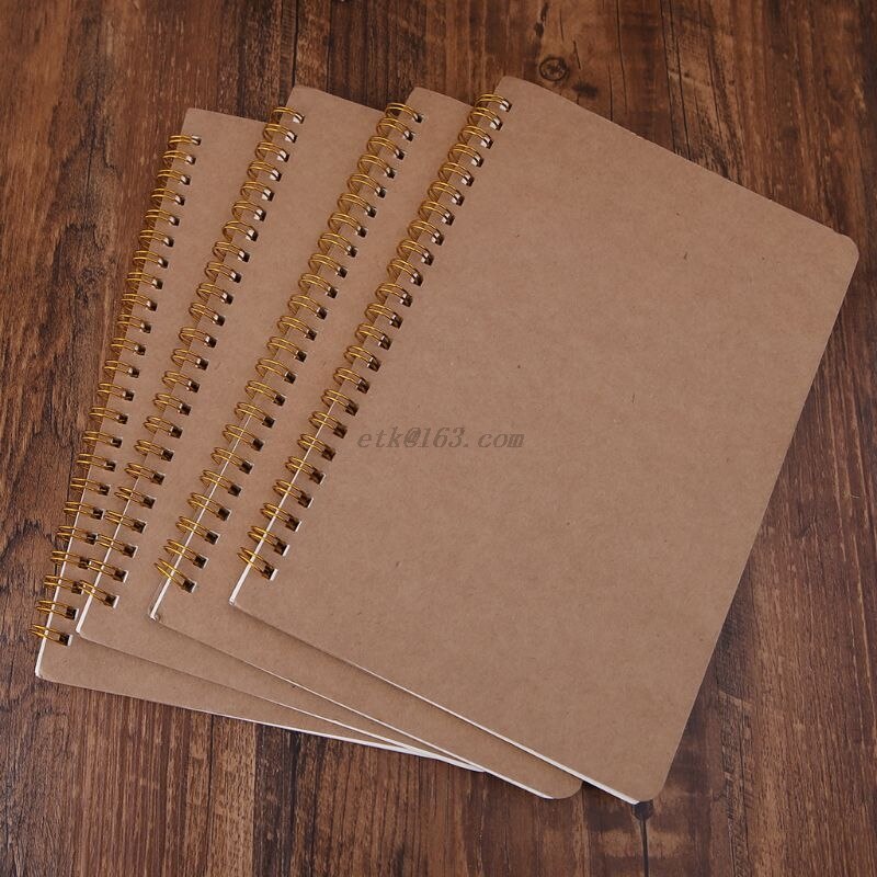 A5 Bullet Notebook Kraft Dot Grid Time Management Blank Book Spiral Journal Weekly Planner School Office Supplies