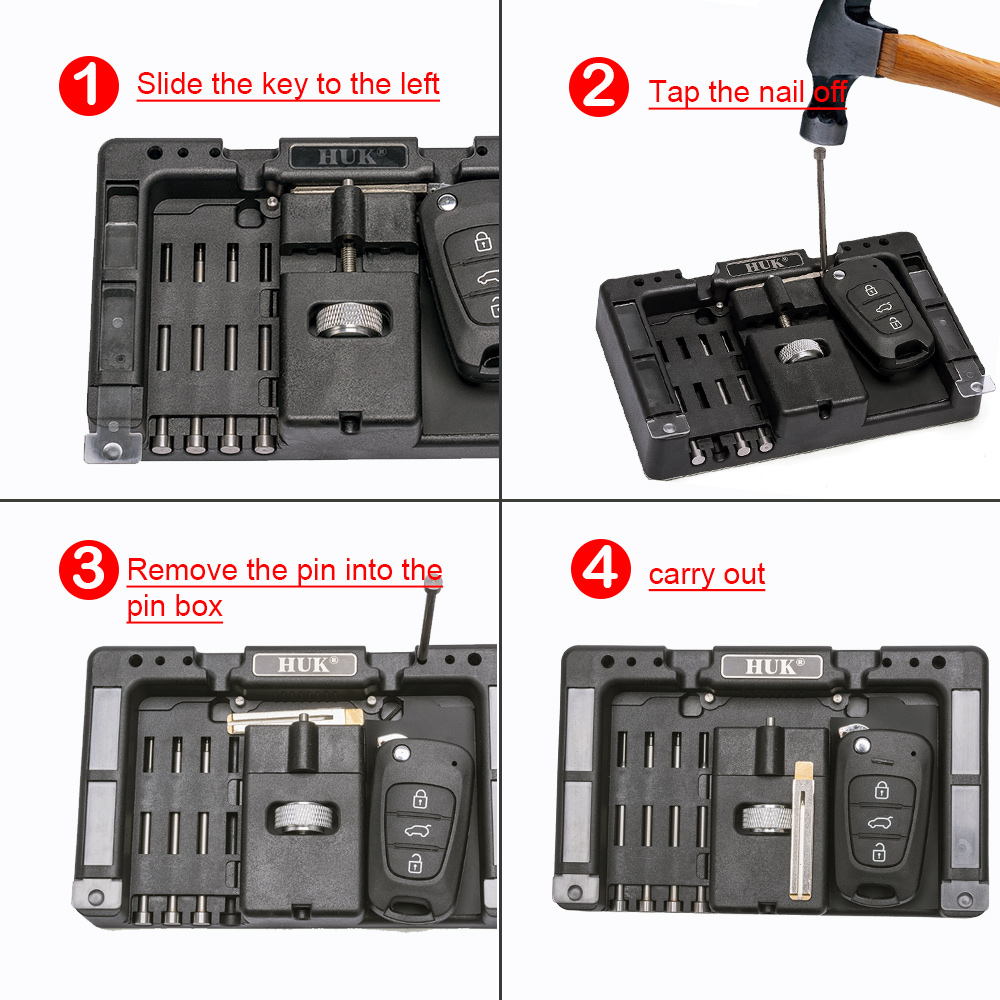 CHKJ HUK Car Key Fixing Tool Vice Of Flip key Pin Remover Split Disassembly Pin Tool Locksmith Tool With Four Pins
