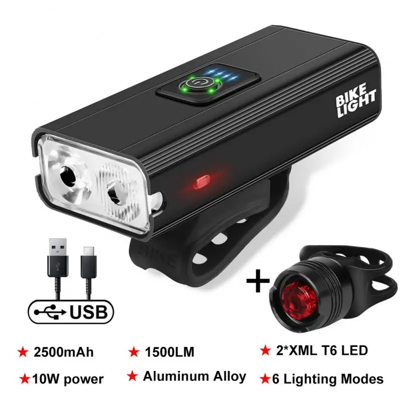 Linterna de ciclismo para bicicleta, luces para bicicleta, luz LED frontal y trasera recargable, iluminación para bicicleta de montaña: Gris claro