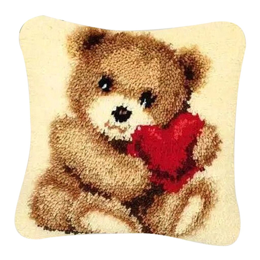 40×40cm Latch Hook Rug Kit Multiple Patterns Embroidery Cross Stitch Needlework Sewing Crafts