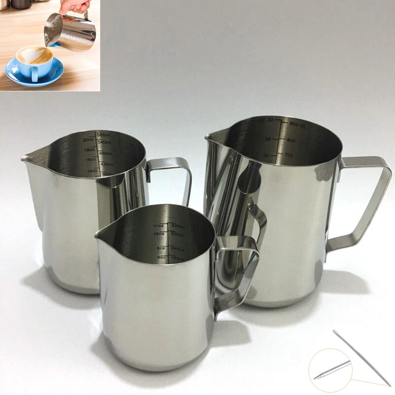 Cruche de cuisine en acier inoxydable, pichet à café expresso, pichet à lait artisanal, Barista