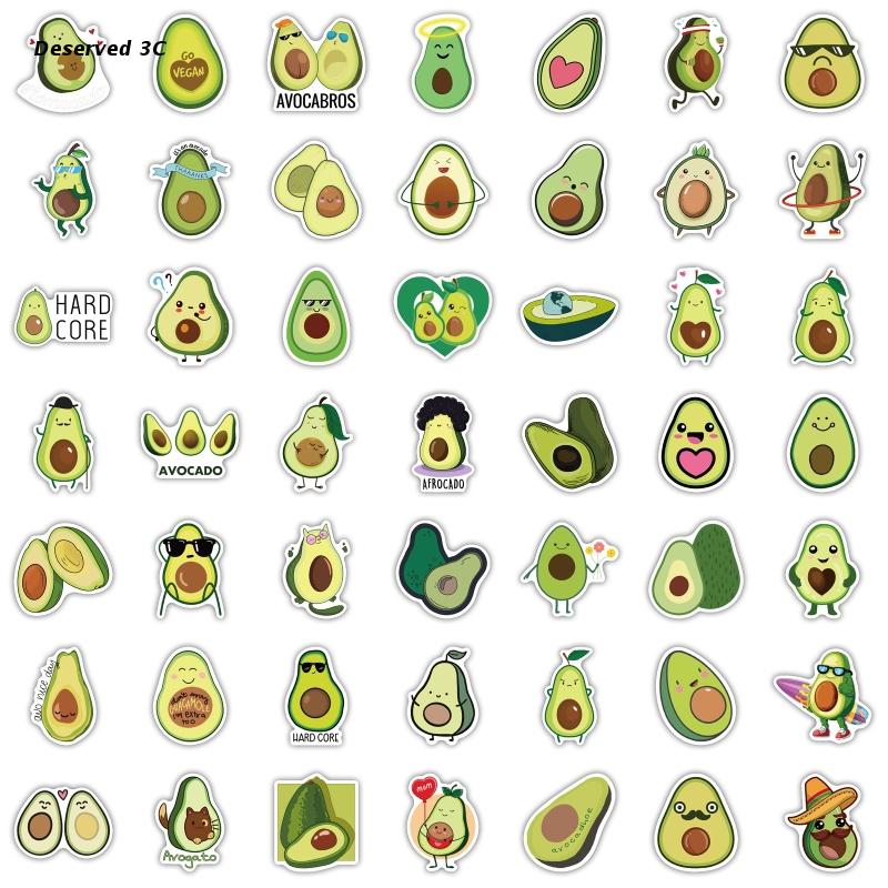 R9CB Avocado Stickers 100Pcs Waterproof Vinyl Decals for Water Bottles Laptop Refrige