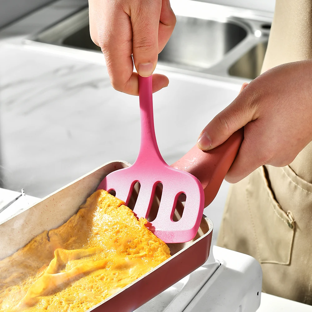 1/6 Stuks Roze Siliconen Keukengerei Set Met Non-stick Pannen Siliconen Spatel Soeplepel Koken gereedschap Voor Keuken