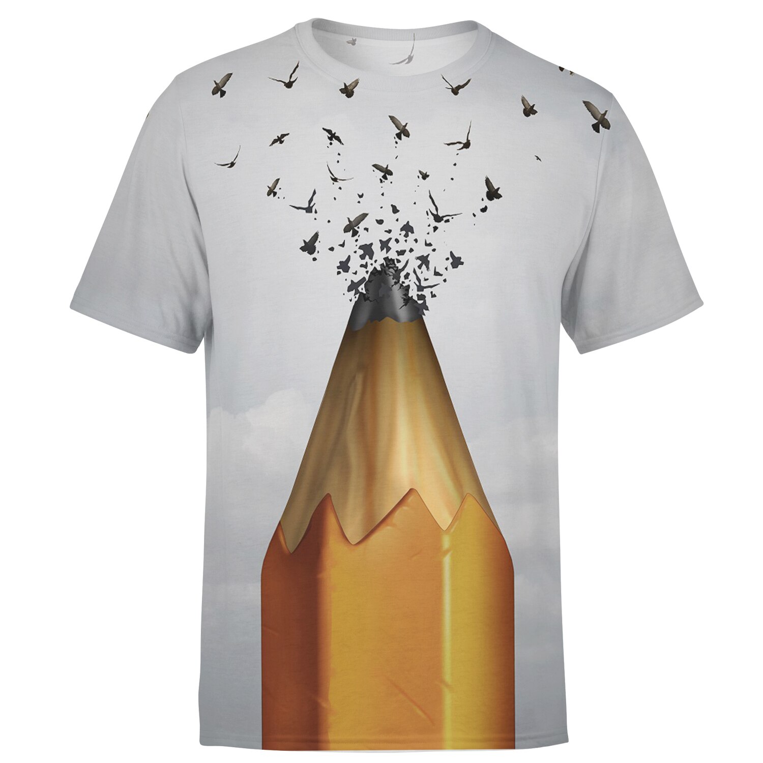 Sommer plus size herre t-shirt blyant 3d print kortærmet rund hals top t-shirt homme til herretøj hvid