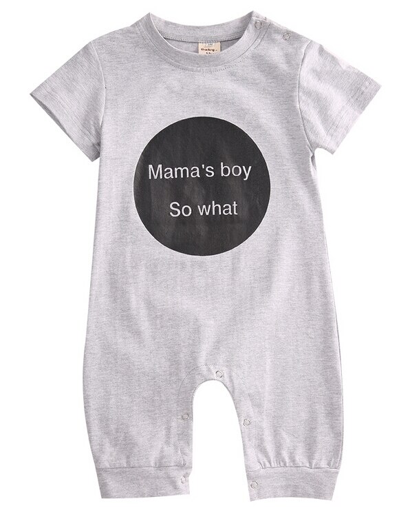 Neugeborene Jungen Mutter knapp Gedruckt Schwarz/Grau Strampler Gesamt Gesamt Outfits Kleidung 0-18M: 13-18 Monate / Grau