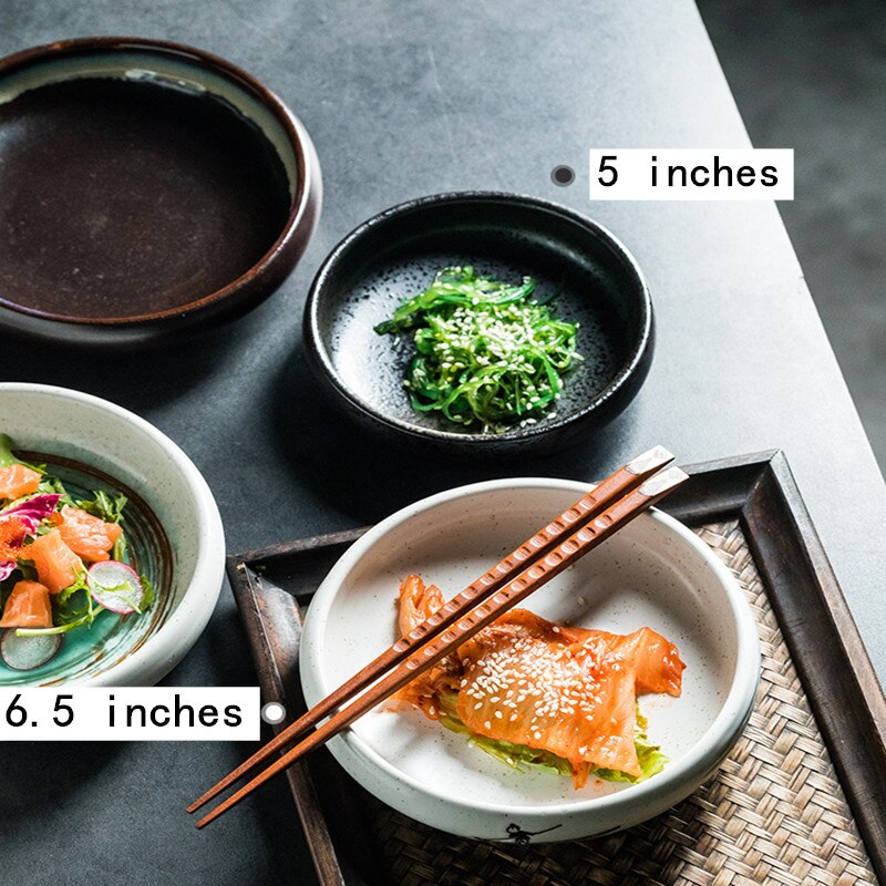 Plato de cerámica para ensalada, platos para comida, platos para servir aperitivos, platillos, vajilla de estilo japonés, encurtidos, salsas, vinagre, plato pequeño
