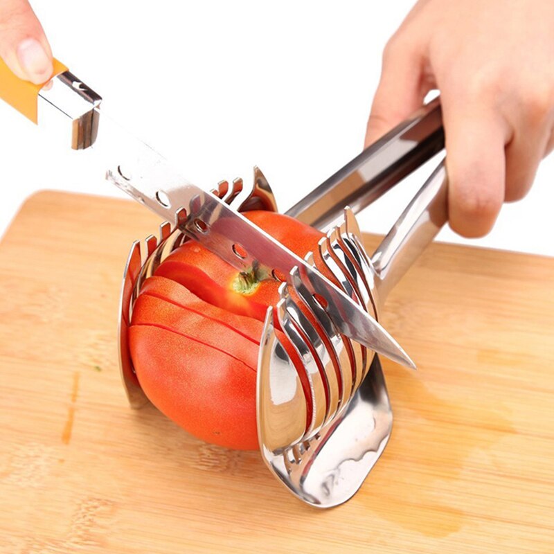 Keuken Gadgets Handige Roestvrij Staal Ui Houder Aardappel Tomaat Slicer Groente Fruit Cutter Veiligheid Koken Gereedschap Accessoires