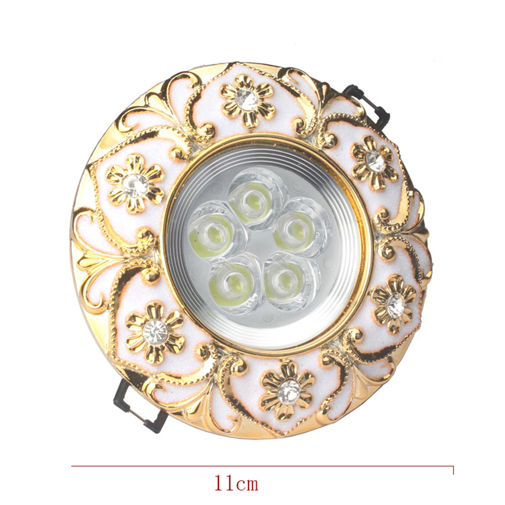 Europeisk luksuriøs diamantbesatt gullgirlander led-downlights 3w 5w 7w for gang, entré, spisestue, 220v innfelte lamper, spotlights