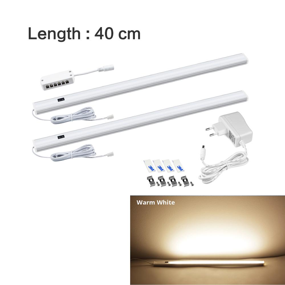 2 st led-lampa för kök handscanningslampa med eu-kontakt 12v- handssensoromkopplare led-lampa styv barlampa för sovrumsgarderobslampa: Varm 40cm x 2 st