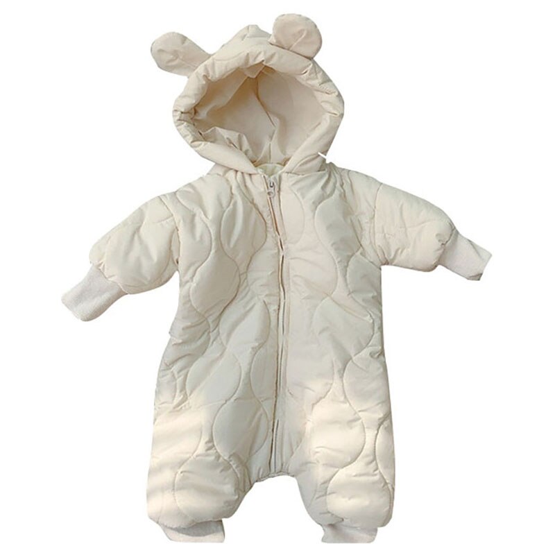 Winter Jumpsuit Voor Kinderen Fleece Voering Dikker Pasgeboren Romper Peuter Hooded Overalls Baby Boy Meisje Kleding Zuigeling 6-24 maand: Beige / 73 (9M)