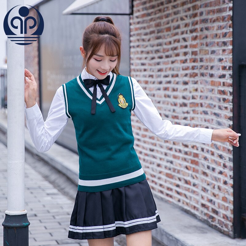 Student School Uniform 4pcs Winter Boy Girls Japanese Students Wear Tenneger College Uniforms Girls Boys Sweater Costume D-0548