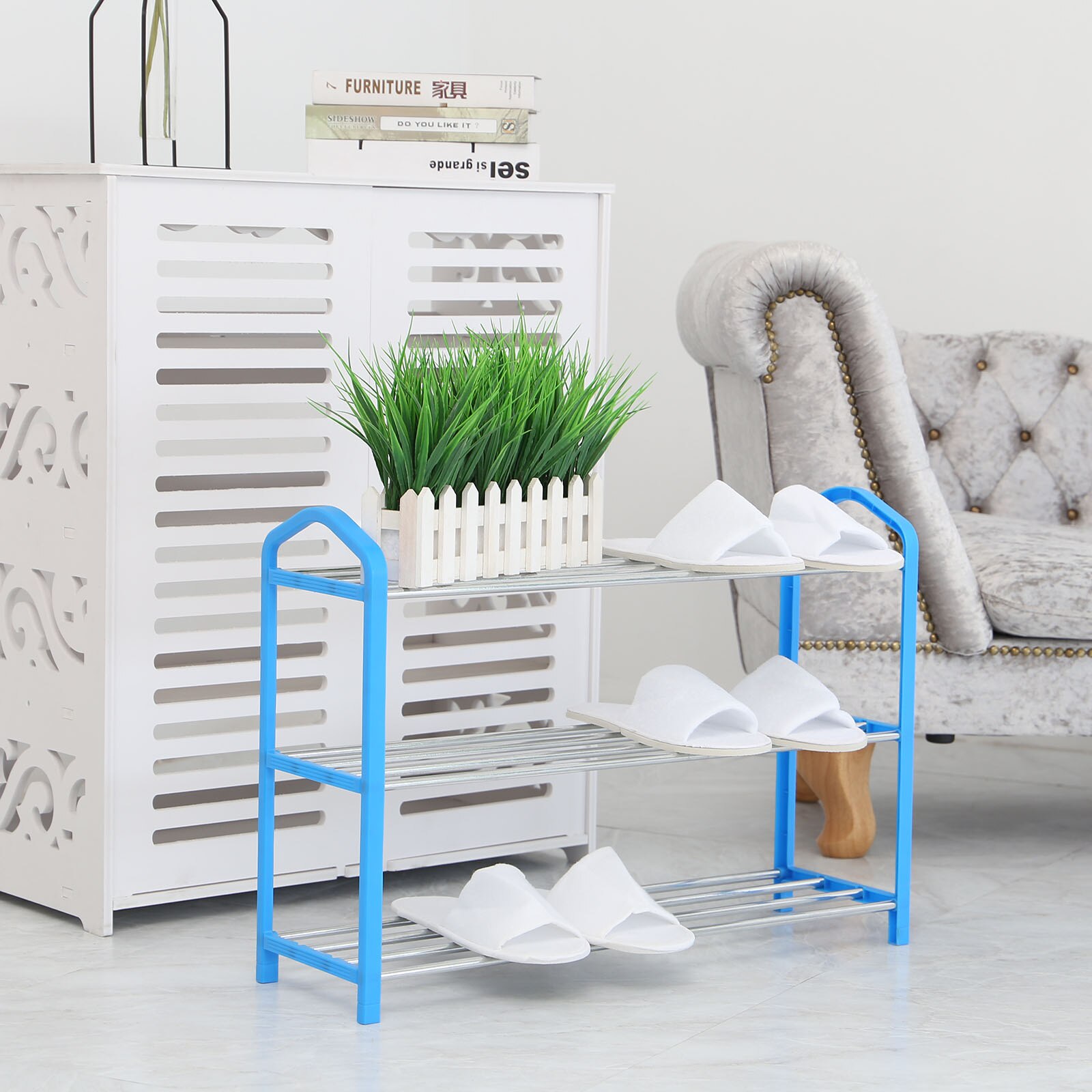 3/4/5 Tiers Modern Shoe Rack Shoe Hanger Solid Room Organizer Multi-layer Shoes Shelf Multi-functional Bedroom Storage Household