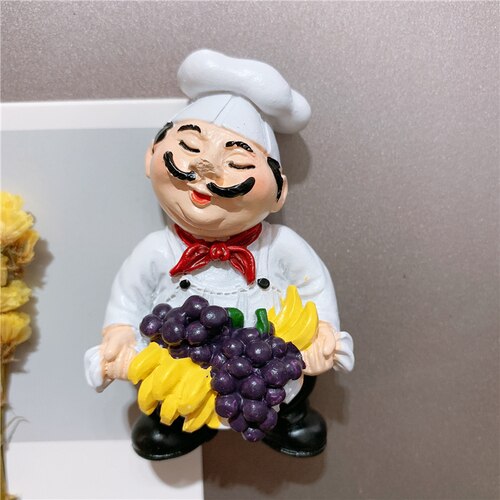 European-style chef chef boy girl bread fruit cartoon cute resin magnetic refrigerator sticker magnet: green