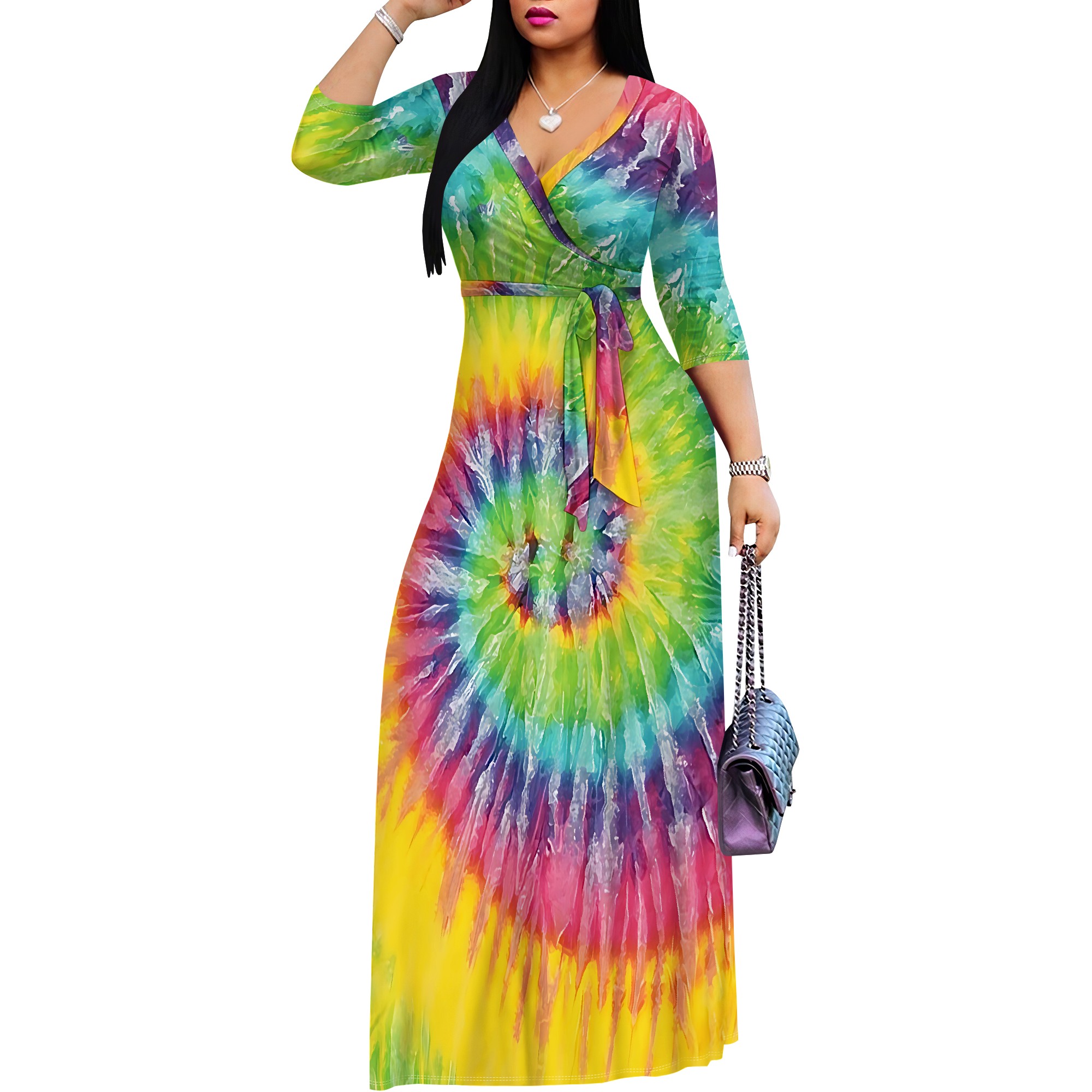 Summer Printed Short Sleeve Maxi Dress for Women Short Sleeve Long Dress Cocktail Party Loose Casual Dresses