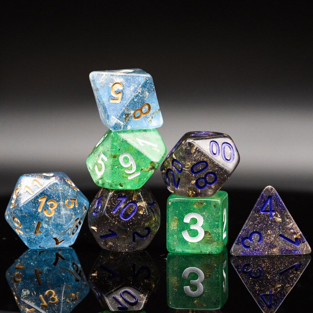 7 Stks/set Goudfolie Dnd Dobbelstenen D & D Dobbelstenen D4 D6 D8 D10 D % D12 D20 Polyhedral Games dobbelstenen Set Voor Mtg Rpg