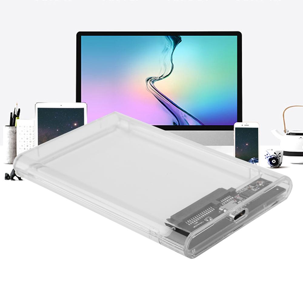 Transparent 2.5 Inch SATA HDD SDD Box Case Type C Mobile Hard Disc External Enclosure UASP
